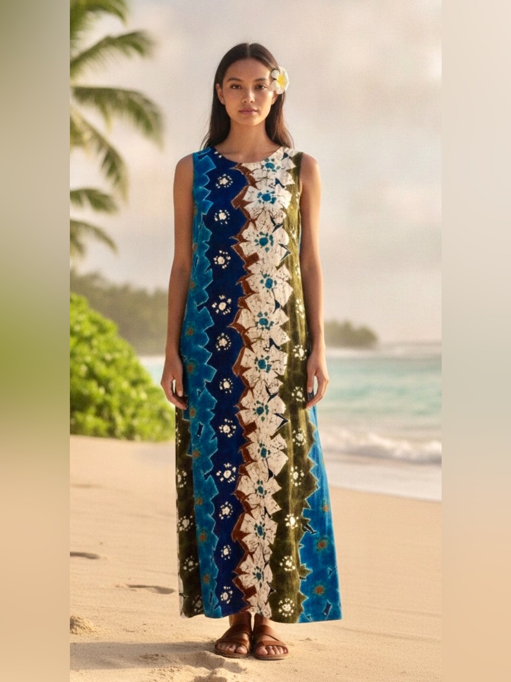 Made Hawaii Vintage 1960’s Floral Multi-Color Maxi Tiki Dress